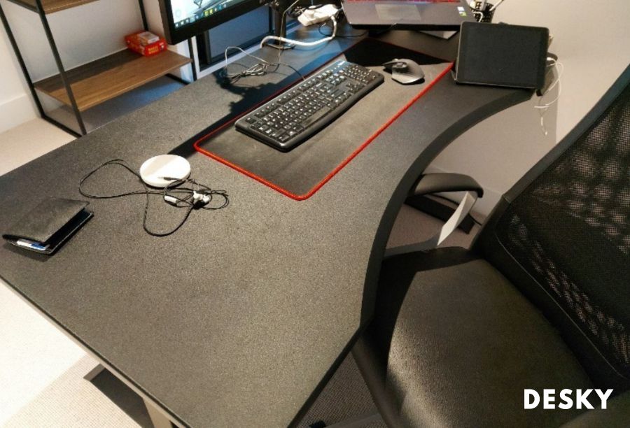 black sit-stand desk