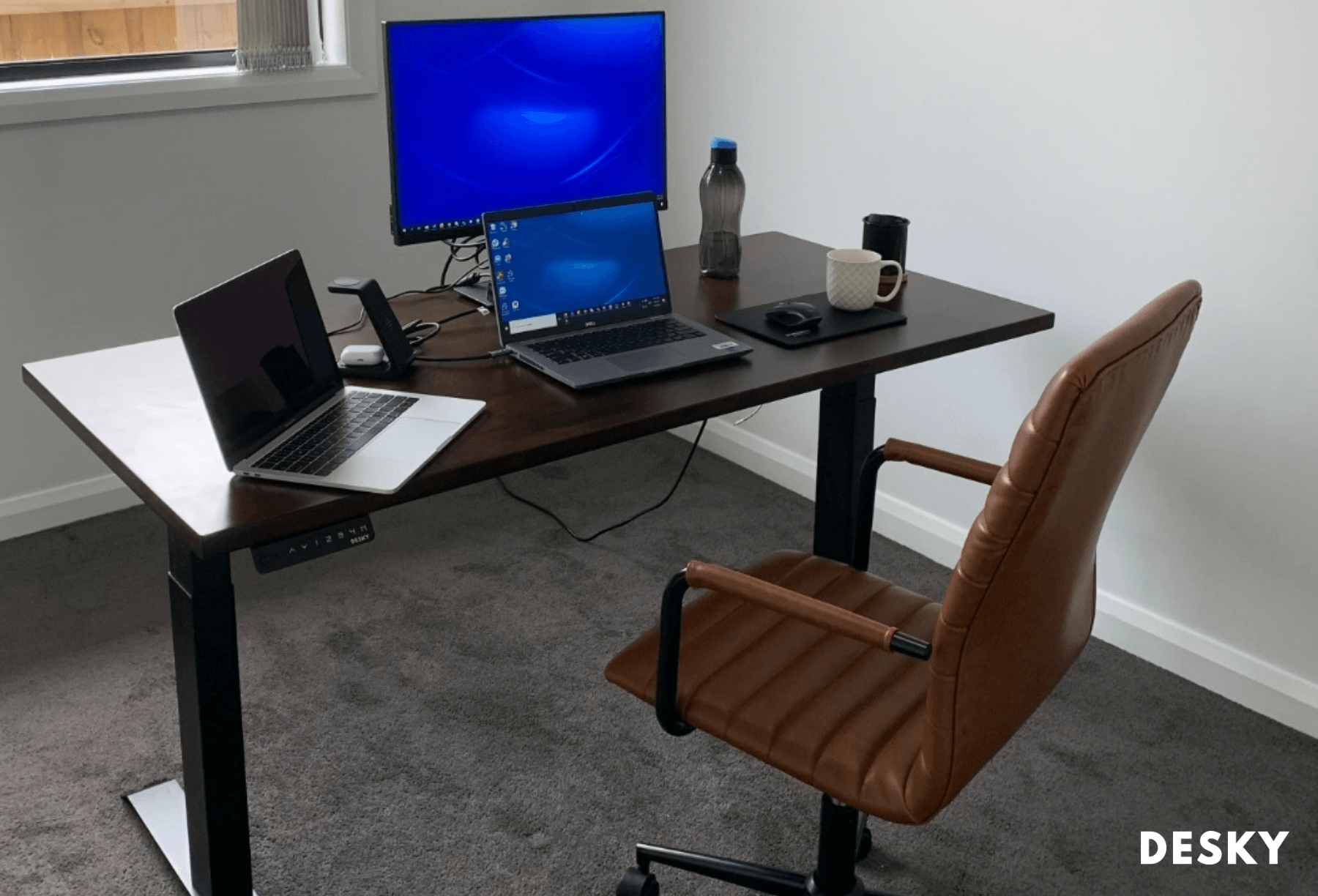 Rubberwood Sit Stand Desk