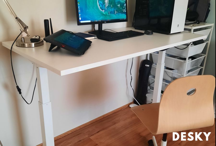 sit-stand desk in a home office