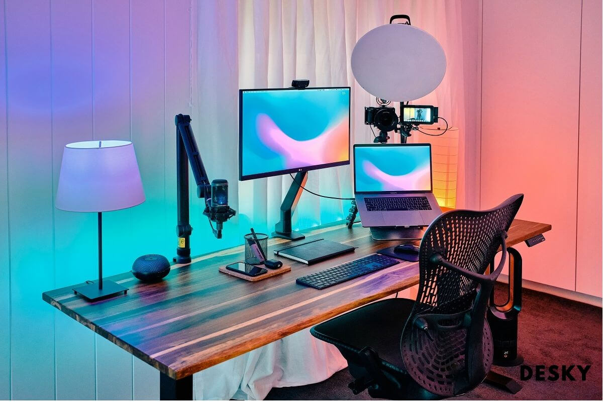 Sit stand desk home office setup