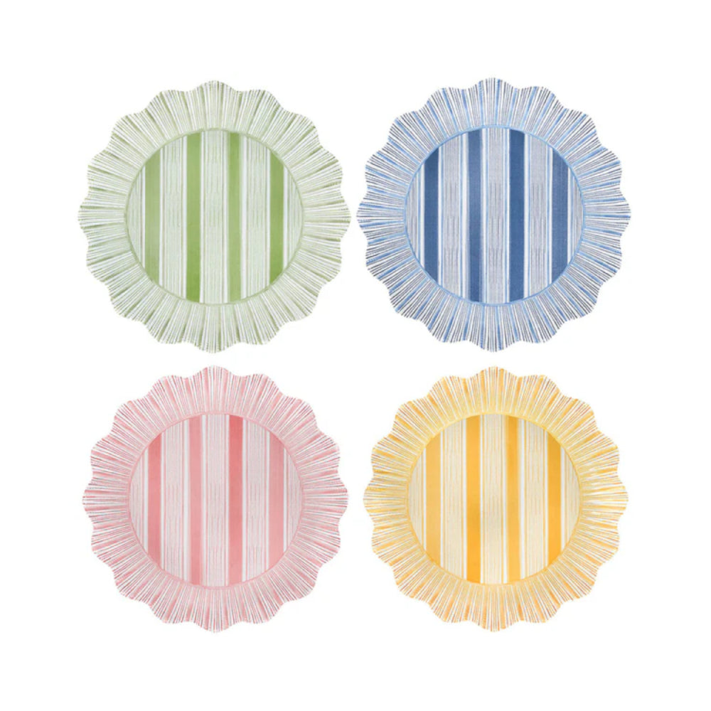 Juliska Cabana Stripe Melamine Dinner Plate Assorted Set of 4-Multi