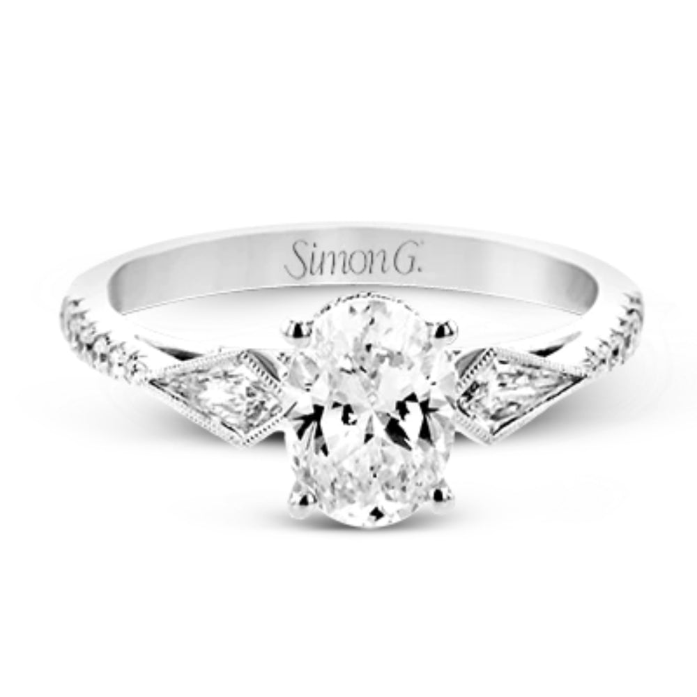 Simon G. 18k Oval-Cut Three Stone Engagement Ring – Smyth Jewelers