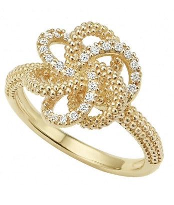 Caviar Gold Diamond Love Knot Ring