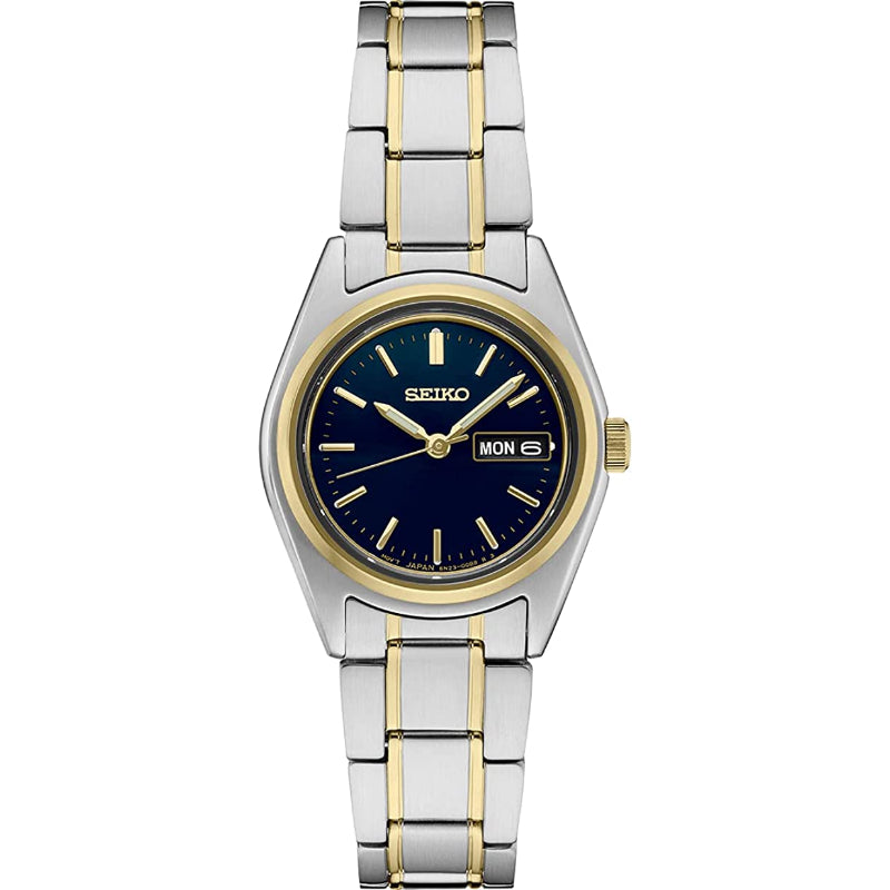 Seiko Essentials 28mm Blue Dial Two-Tone Stainless Quartz – Smyth Jewelers