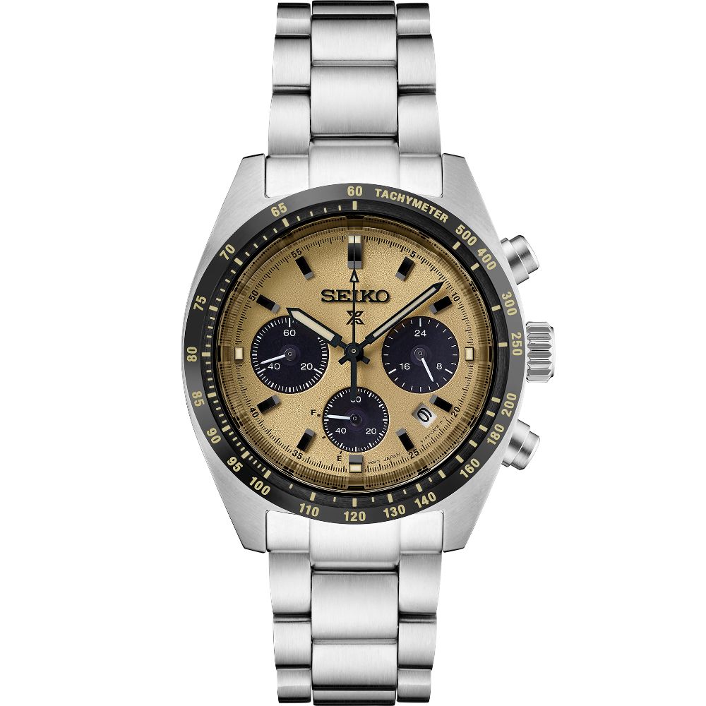 Seiko Prospex Speedtimer Solar Chronograph Yellow Dial Black Subdial S –  Smyth Jewelers