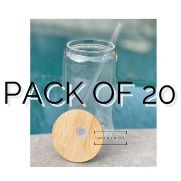 Pack of 50) Sublimation Glass Can with Bamboo Lid 16oz/18oz – Sayers & Co.