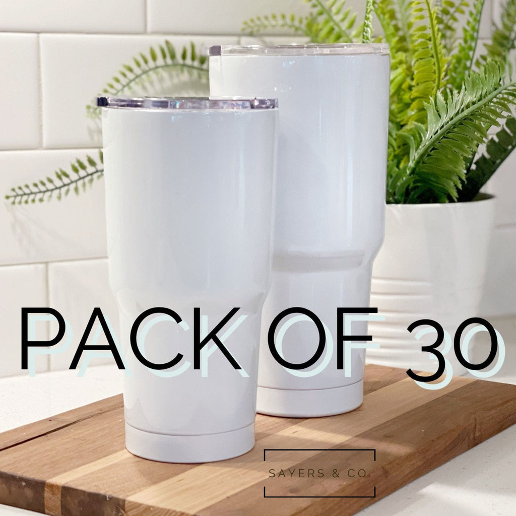 (Pack of 30) 20oz or 30oz Skinny Straight White Sublimation Tumbler