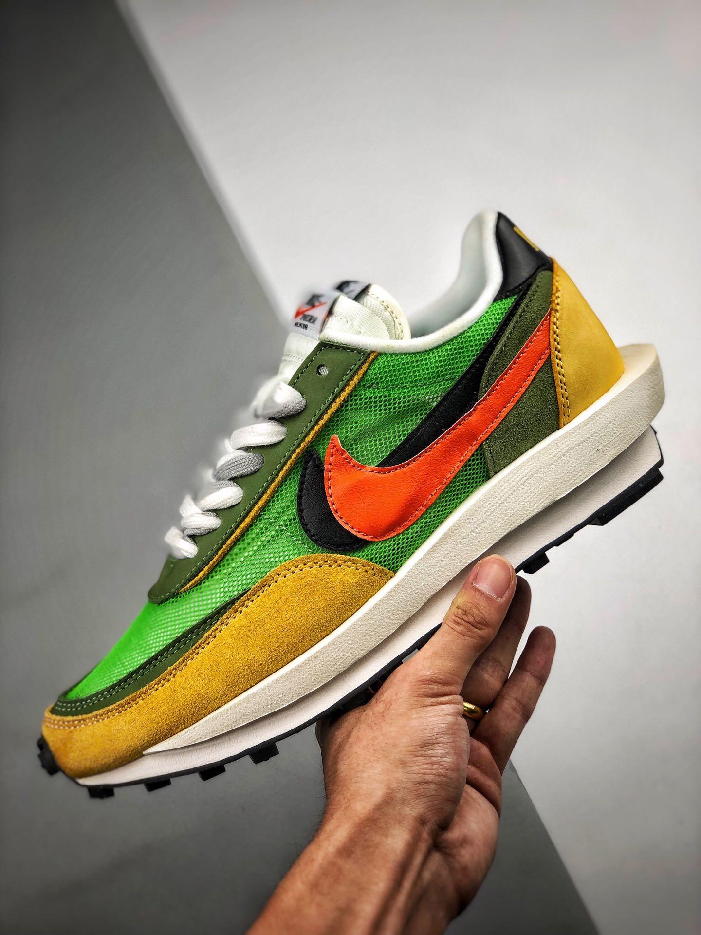 nike sacai green orange