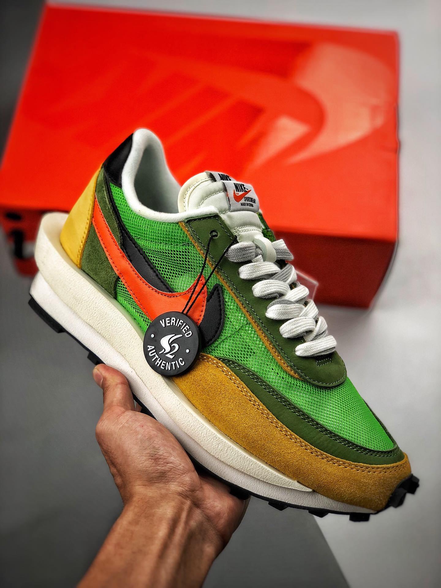 nike sacai green orange