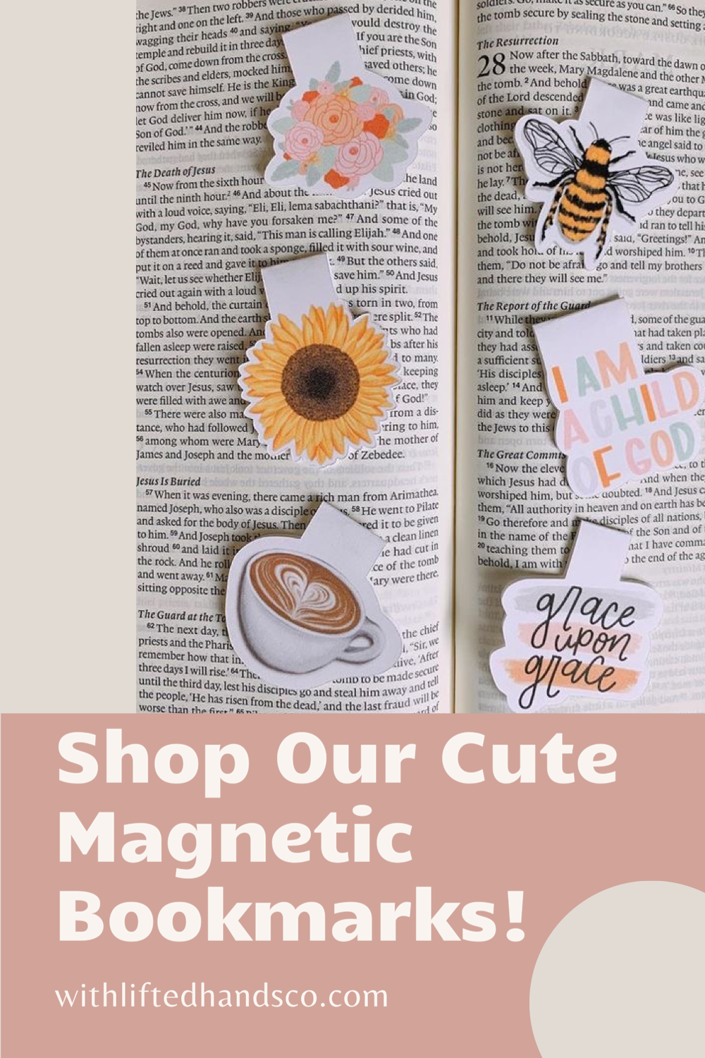 Shop our cute magnetic bookmarks by with lifted hands co