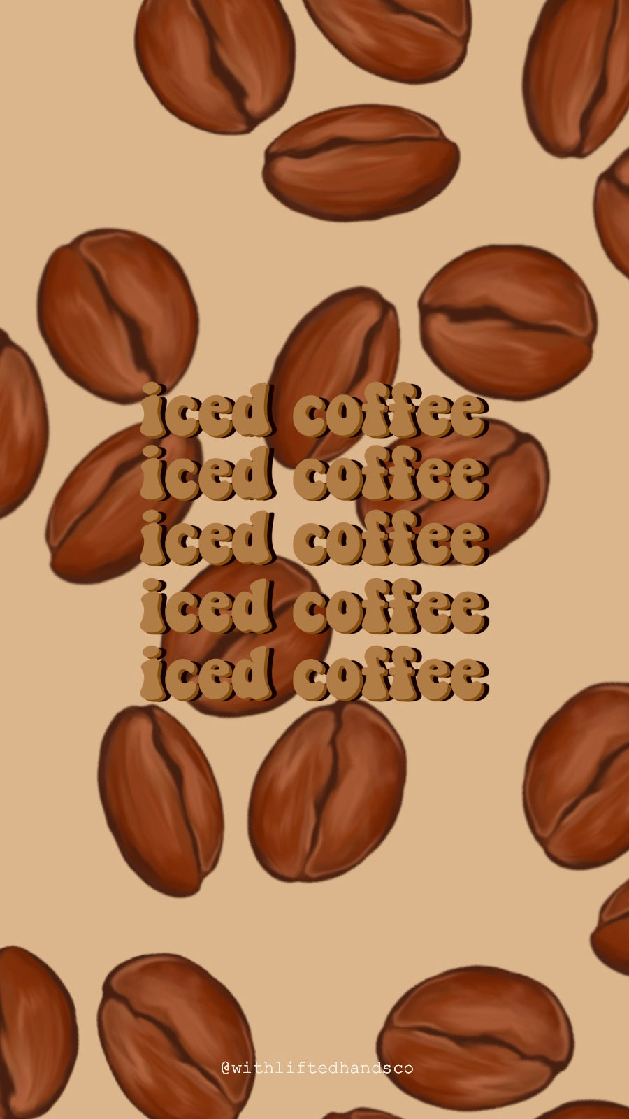 Iced Coffee Bean Illustration Phone Wallpaper