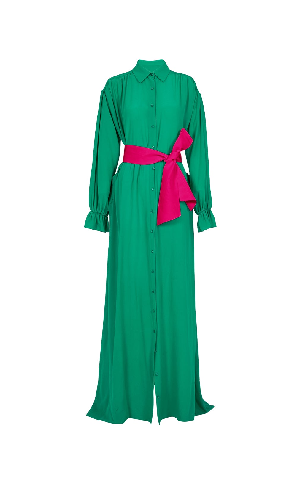 Buy Geranium Belted Silk Dress online - Carlisle Collection