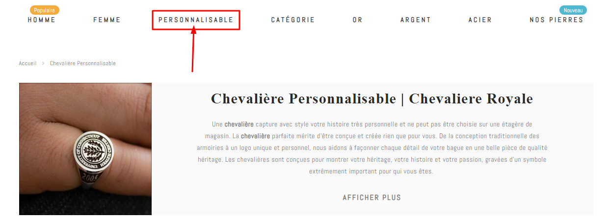 chevaliere personnalisable 