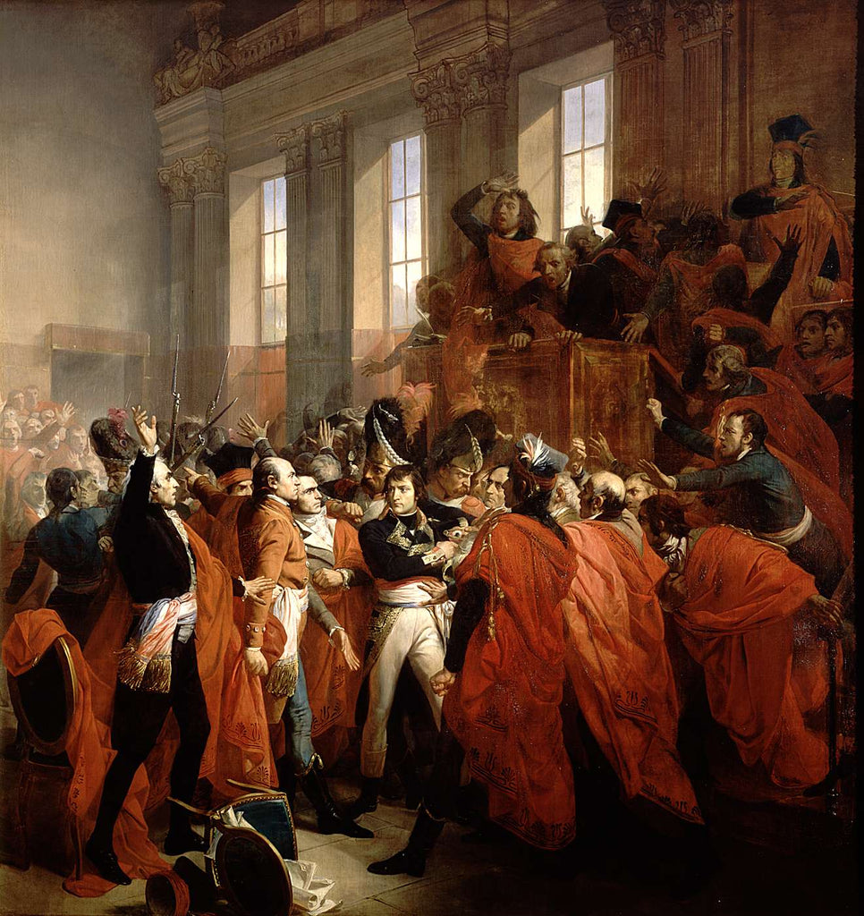 Coup de Brumaire: Napoléon dissout le Conseil des Cinq-Cents (huile de François Bouchot)