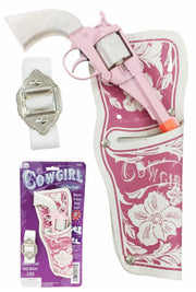 Cowgirl Pink Pistol 8 Shot Ring Cap Gun White Handle | poptoptoys.