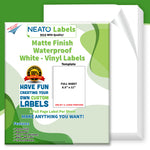 Printable Vinyl Waterproof Sticker Paper for Inkjet and Laser Printer - 25  White Full Sheet Super Glossy Craft Labels - Strong Adhesive - Tear  Resistant - Made in The USA - Design Software Included - Neato - Stevens  Books