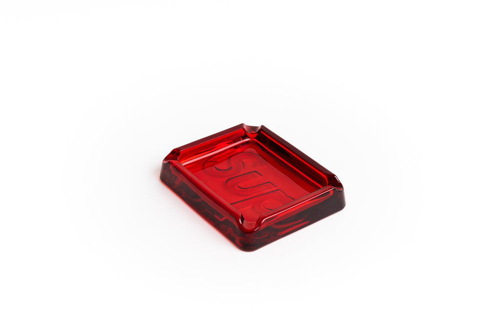 supreme debossed glass ashtray red