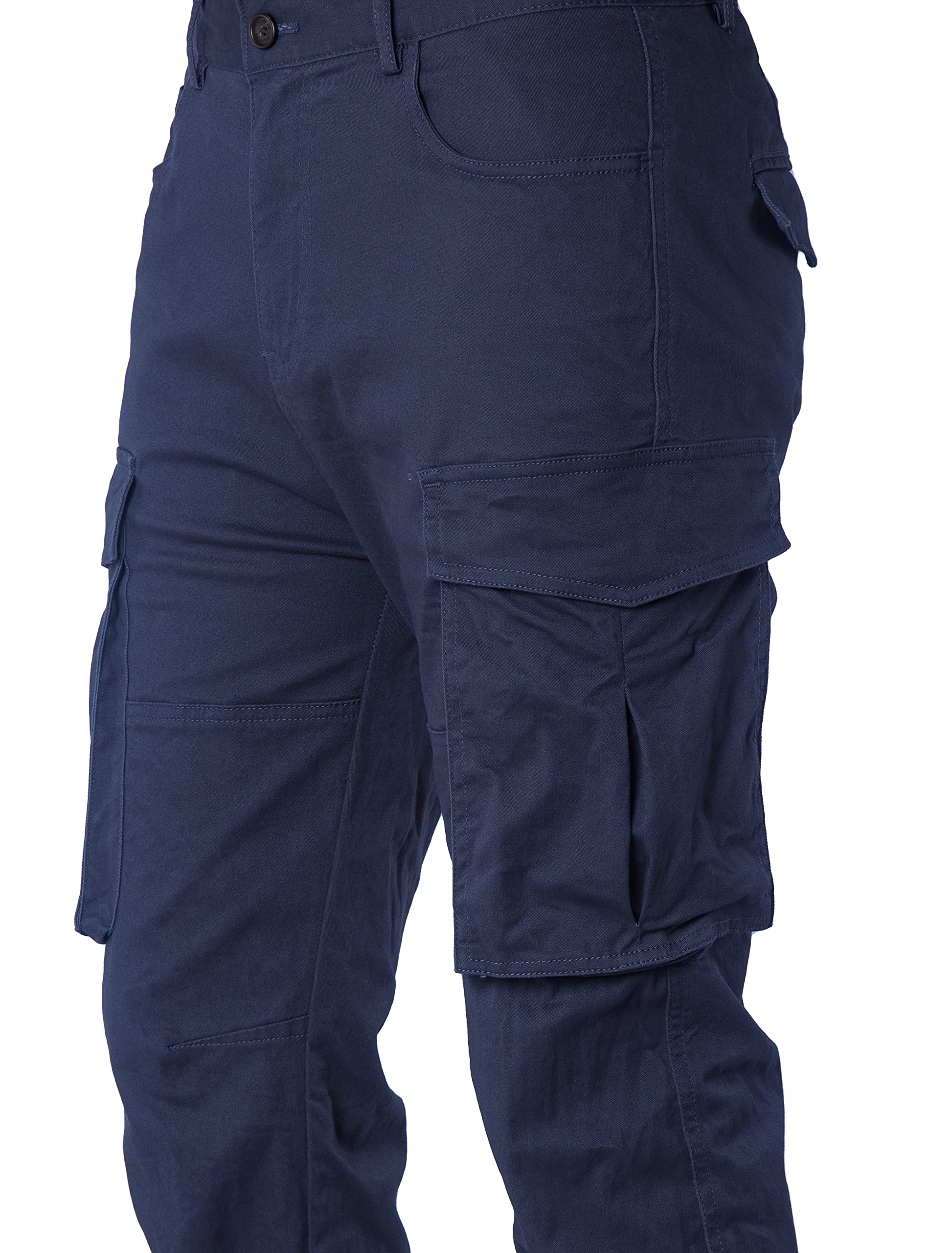 Mid Rise Cotton Cargo Pant in Blue | Glassons