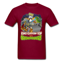 Load image into Gallery viewer, King Cotton Top vs Grasshoppersaurus - burgundy
