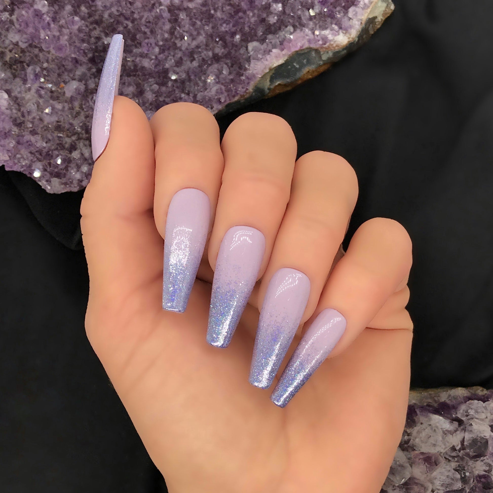 Lilac Purple Holographic Ombre Press-on Nails – Dank Claws