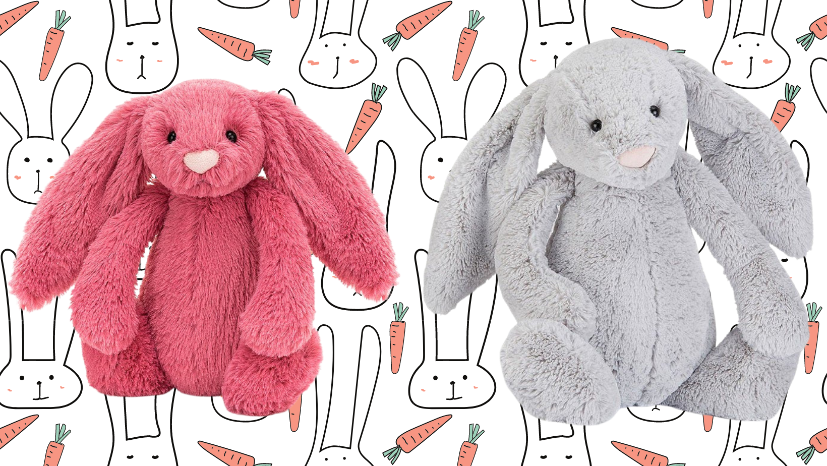 Jellycat Cerise and Silver Bunnies