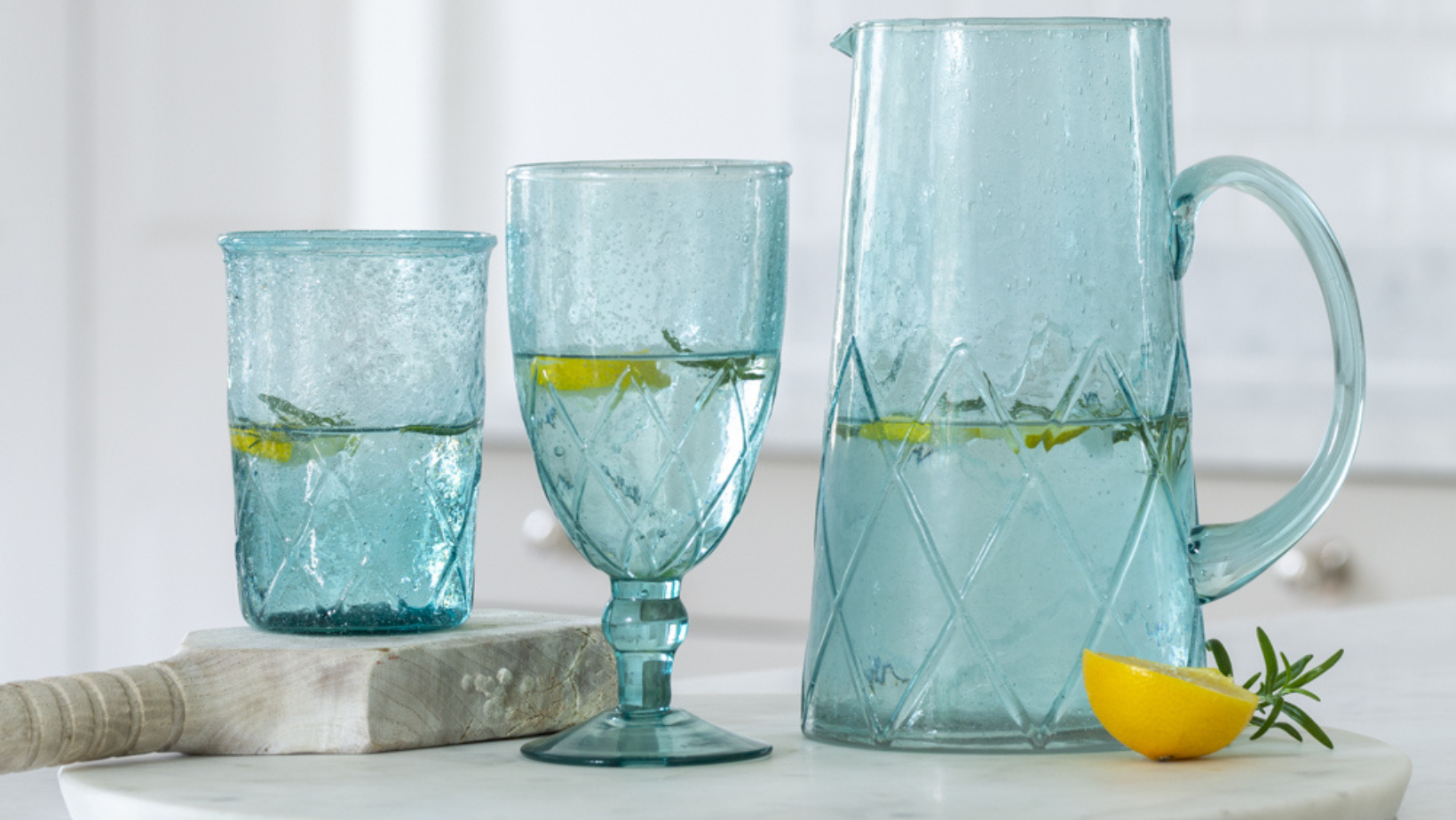 Recycled Glass Jug and Glasses