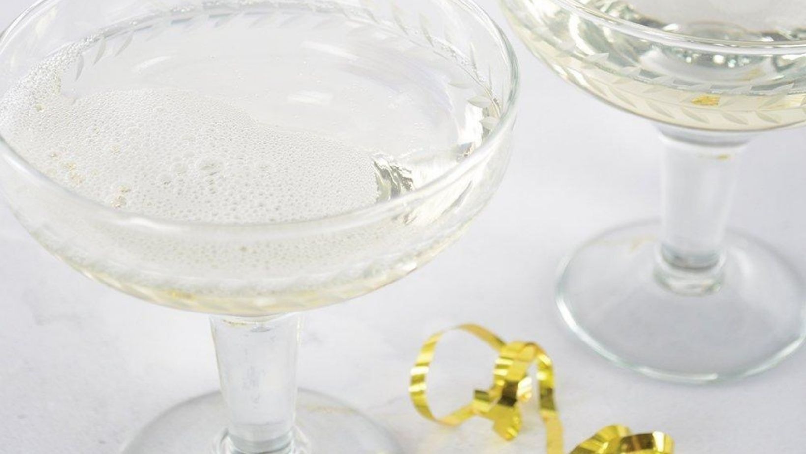 Etched Glass Champagne Coupes