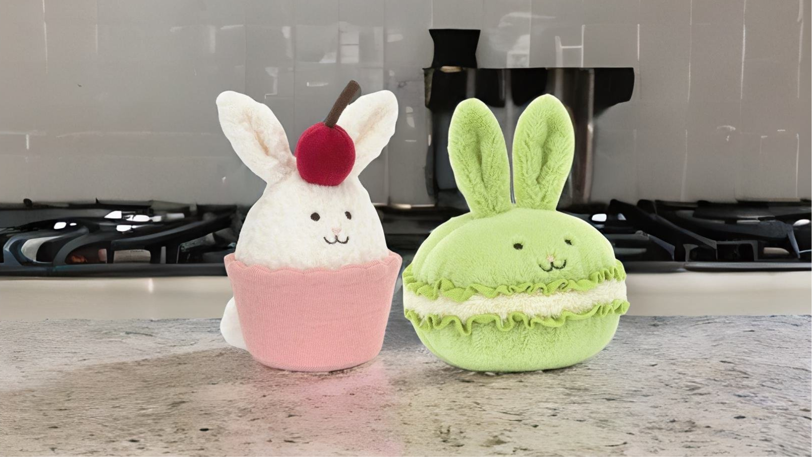 Jellycat Dainty Dessert Bunny Cupcake and Bunny Macaron