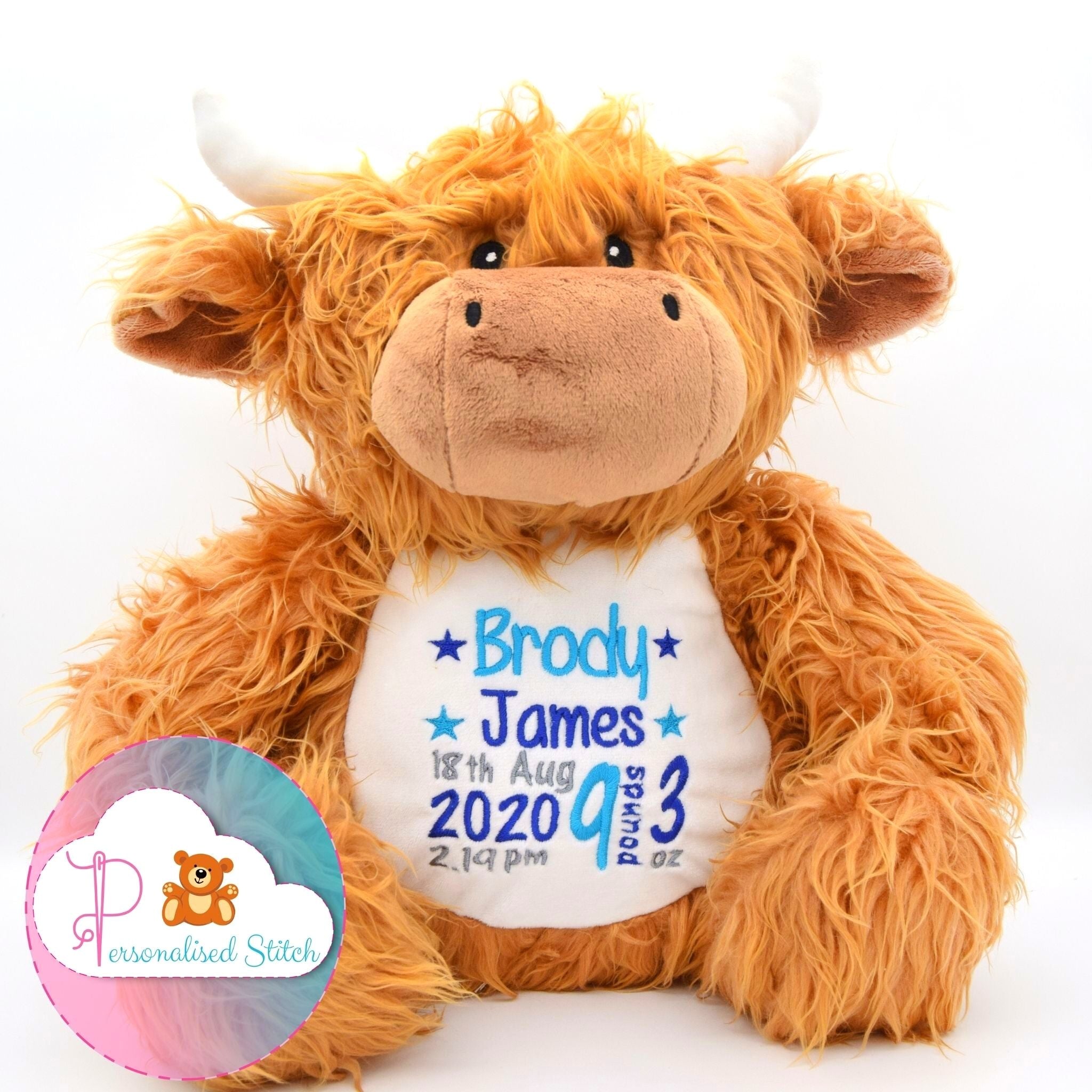 personalised highland cow teddy