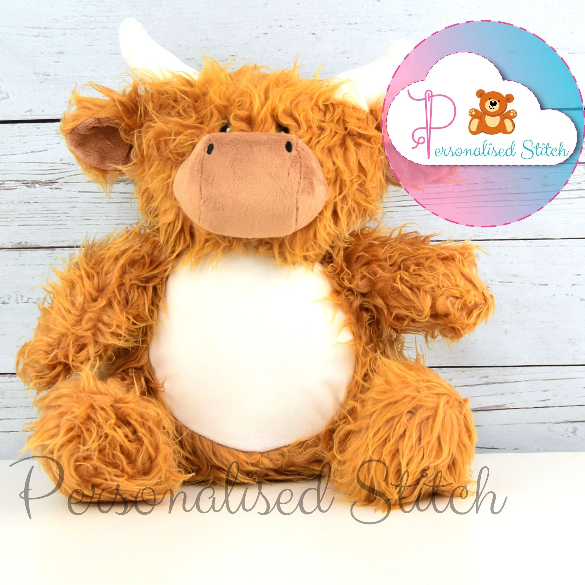 personalised highland cow teddy