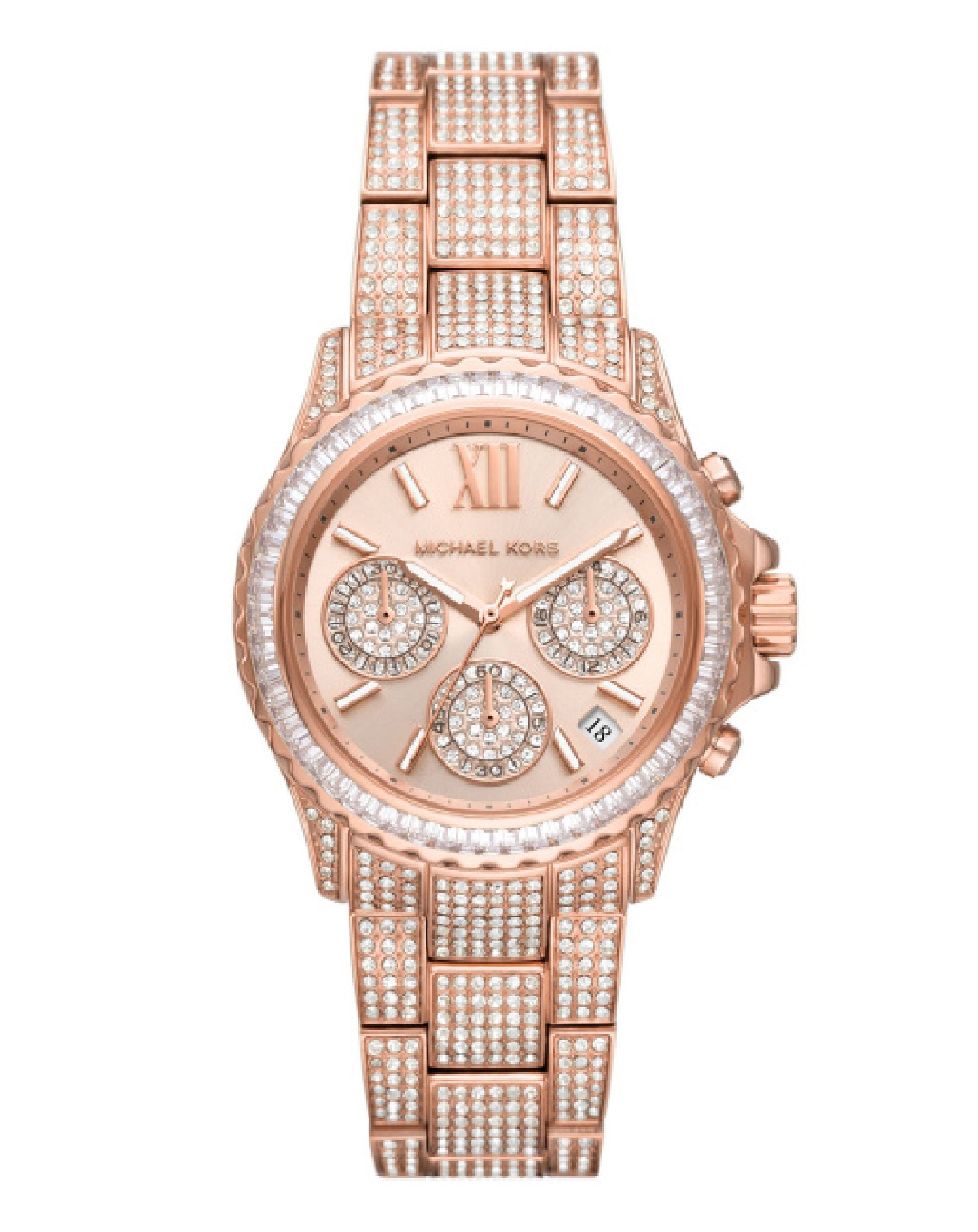 michael kors rose gold watch with diamond bezel