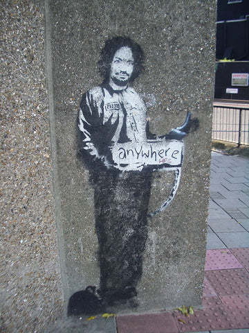 Banksy wall art canvas Set moral boundaries.