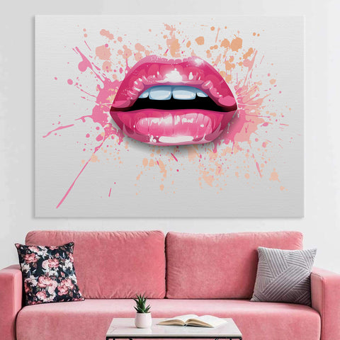 Fashion Canvas Wall Art Print Pink Lips