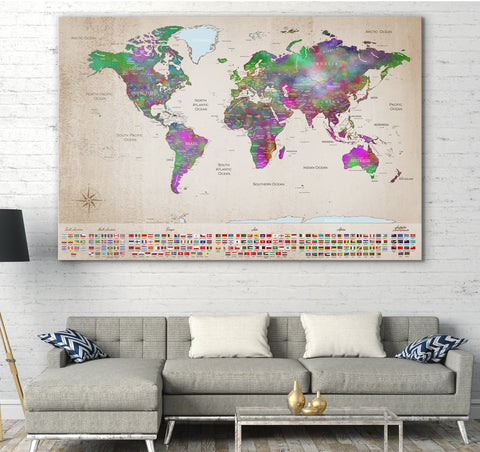 World map canvas print 