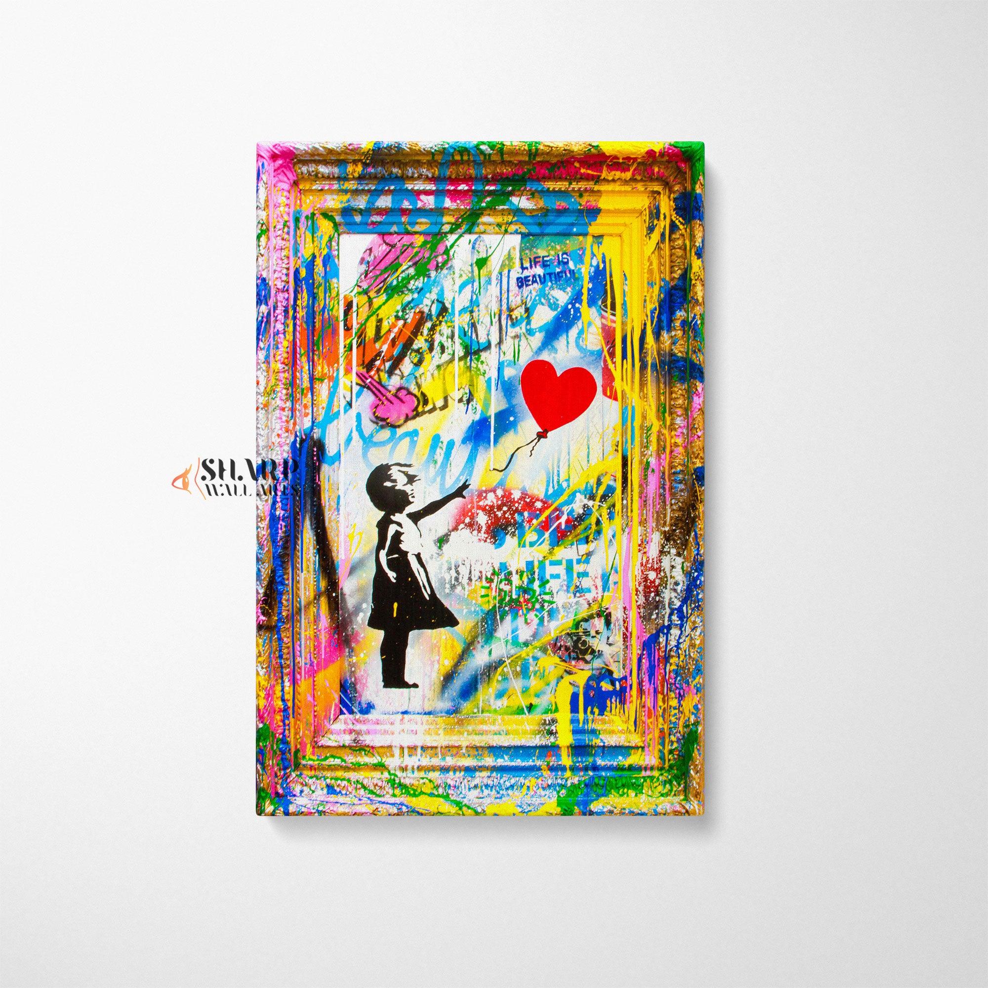 Pennywise Clown vs Banksy Girl with Balloon Wall Art Canvas – SharpWallArts