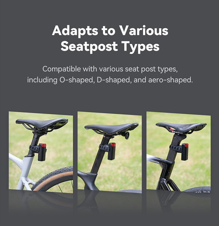 Adapts to Various Seatpost Types Compatible with various seat post types, including O-shaped, D-shaped, and aero-shaped.
