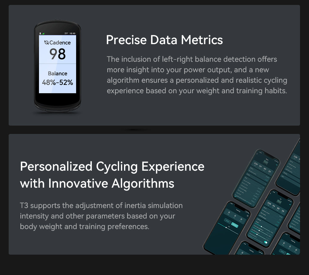 Precise Data Metrics The inclusion of left-right balance detection offers more insight into your power output, and a new algorithm ensures a personalized and realistic cycling experience based on your weight and training habits.