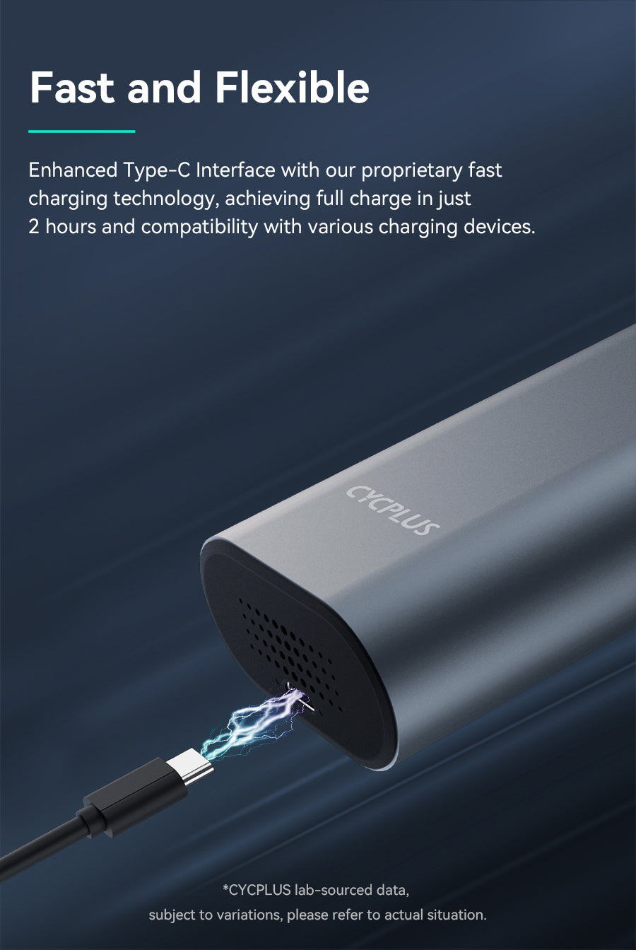Fast and Flexible  Enhanced Type-C Interface with our proprietary fast charging technology, achieving full charge in just 2 hours and compatibility with various charging devices.  USB adapter; Car charger; Power bank
