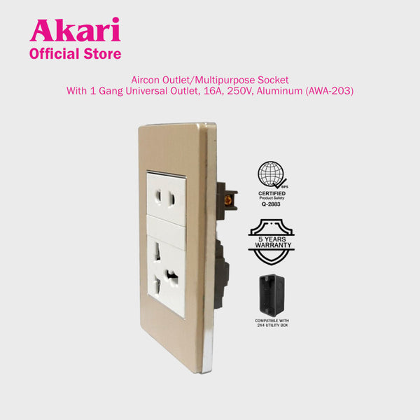 Akari Double Universal Ground Outlet - Aluminum (AWA-202)