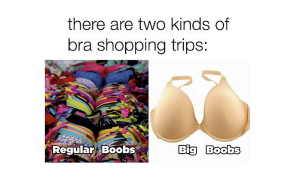 24 Funny Boob Memes That Makes You Laugh. Why big boobs can't get these cute colors, patterns, or laces?