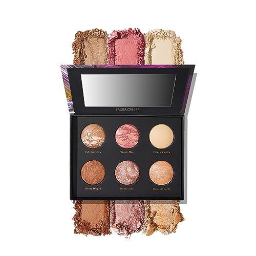 LAURA GELLER NEW YORK Cheek to Chic Tropical Glow Baked Face Palette | Includes 2 Blushes, 2 Bronzers and 2 Radiant Highlighters