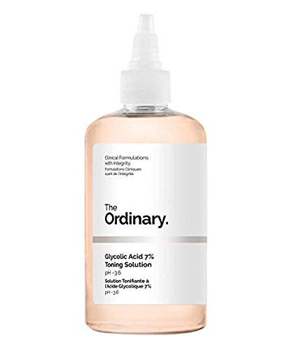 The Ordinary Glycolic Acid 7 Toning Solution 240ml. Glycolic Acid is an alpha hydroxy acid that exfoliates the skin. This 7 toning solution offers mild exfoliation for improved skin radiance and visible clarity. The formula also improves the appearance of skin texture with continued use.v