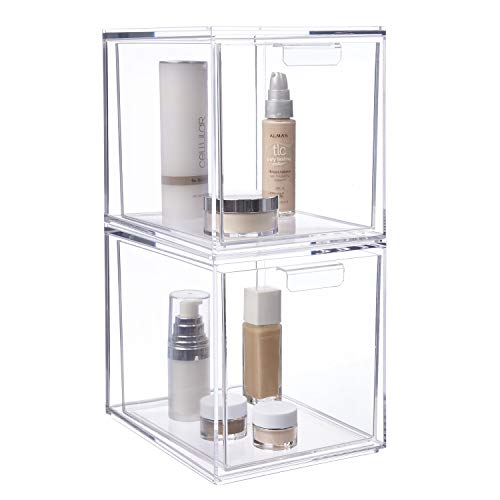 Photo 1 of STORi Audrey Stackable Cosmetic Organizer Drawers 6-3/4" Tall | set of 2 Clear