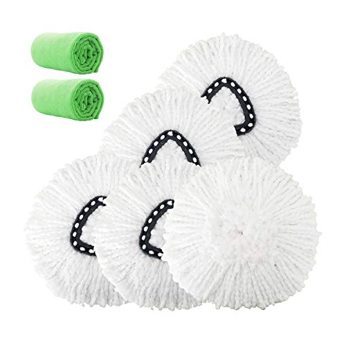 Photo 1 of 4 Pack Mop Head Replacement Microfiber Mop Refills Spin Mop Replacement Head Easy Cleaning Replacement Mop Heads Includes 2 Microfiber Cloths