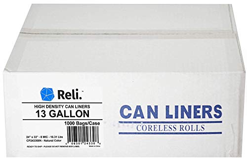 Photo 1 of Reli. 13 Gallon Trash Bags (1000 Count Bulk) Clear Trash Bags 13 Gallon in Bulk - Recycling Clear Can Liners 13 Gallon - 16 Gallon Tall Kitchen (13 Gal)