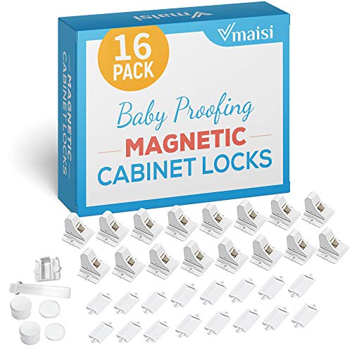 Photo 1 of 16 Pack Child Safety Magnetic Cabinet Locks - Vmaisi Children Proof Cupboard Baby Locks Latches - Adhesive for Cabinets & Drawers and Screws Fixed for Durable Protectionk