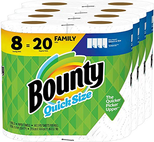 Photo 1 of Bounty Quick-Size Paper Towels, White, 8 Family Rolls = 20 Regular Rolls