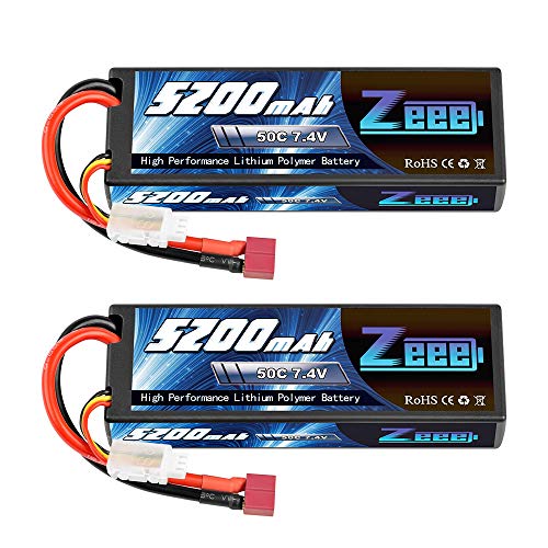 Photo 1 of Zeee 7.4V Lipo Battery 2S 50C 5200mAh Lipos Hard Case with Dean-Style T Connector for RC Car Trucks 1/8 1/10 RC Vehicles(2 Packs)

