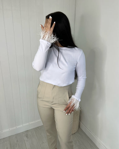 ZARA OYSTER WHITE HIGH-WAISTED TROUSERS DARTS Nwt