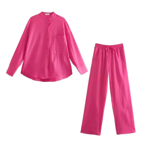 Satin Shirt and Trousers Co-ord